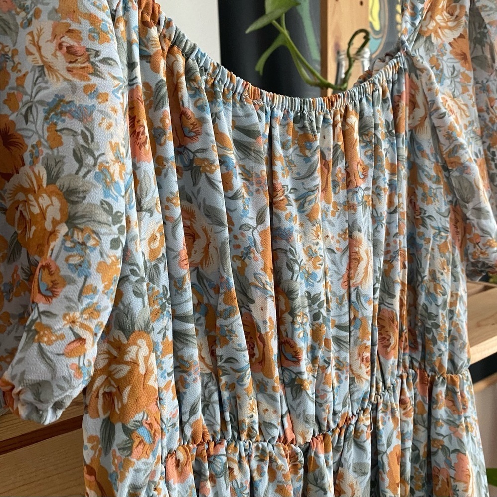 Petal & Pup Blue Orange Floral Gelasius Midi Maxi Dress 4 - Picture 10 of 16